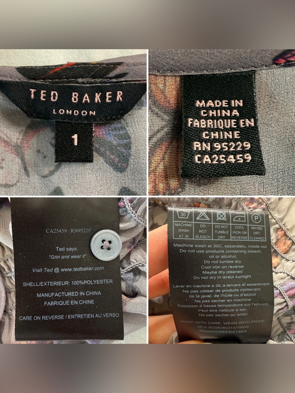Ted Baker Butterfly Ruffle Chiffon Smocked Blouse Whimsical Balletcore Size 1 - Picture 7 of 12